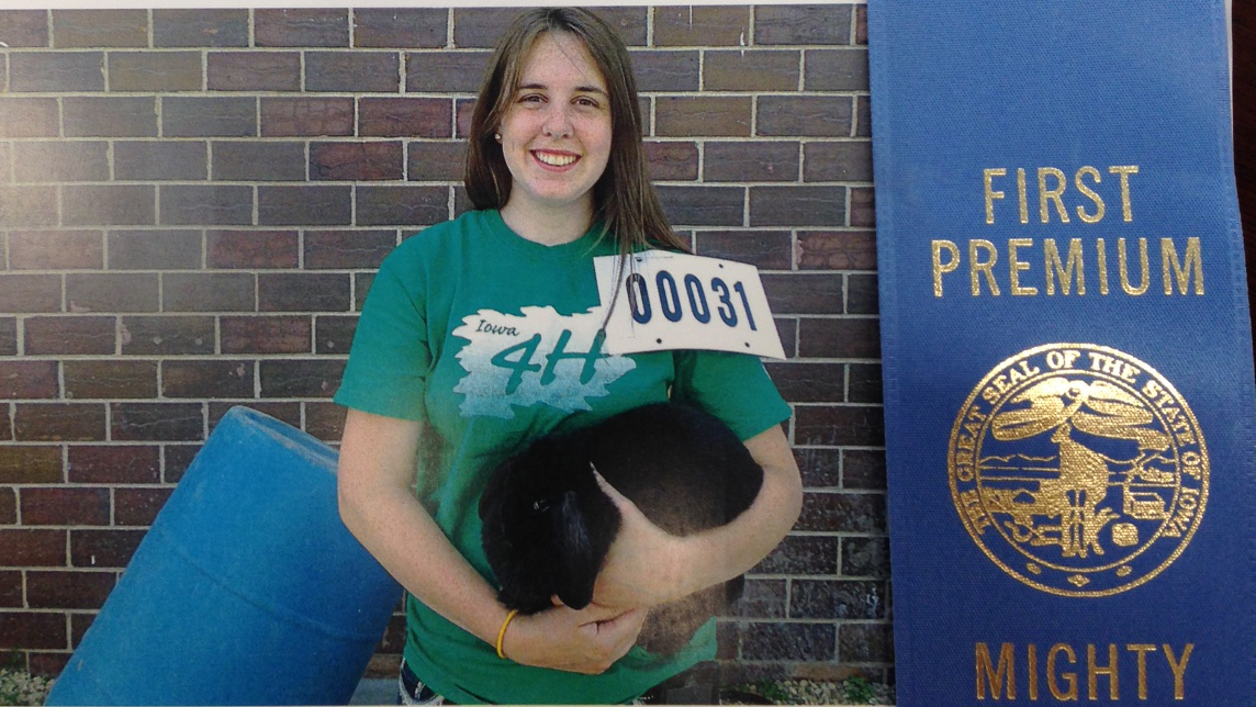 Courtney Dietzenbach with rabbit project