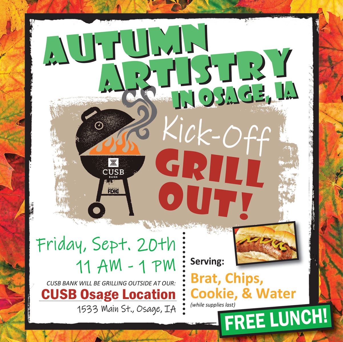 Grill event Sept. 20