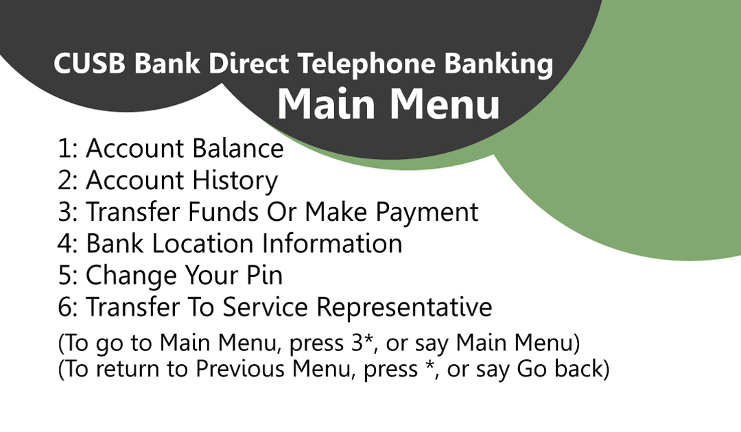 User Options for Direct Telephone Banking